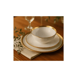 Aparelho de Jantar Porcelana Dubai Branco Dourado 30 Peças Wolff
