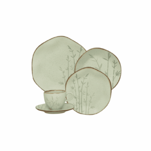 Jogo de Jantar 20 Peças Ryo Chá Bambu Porcelana Oxford