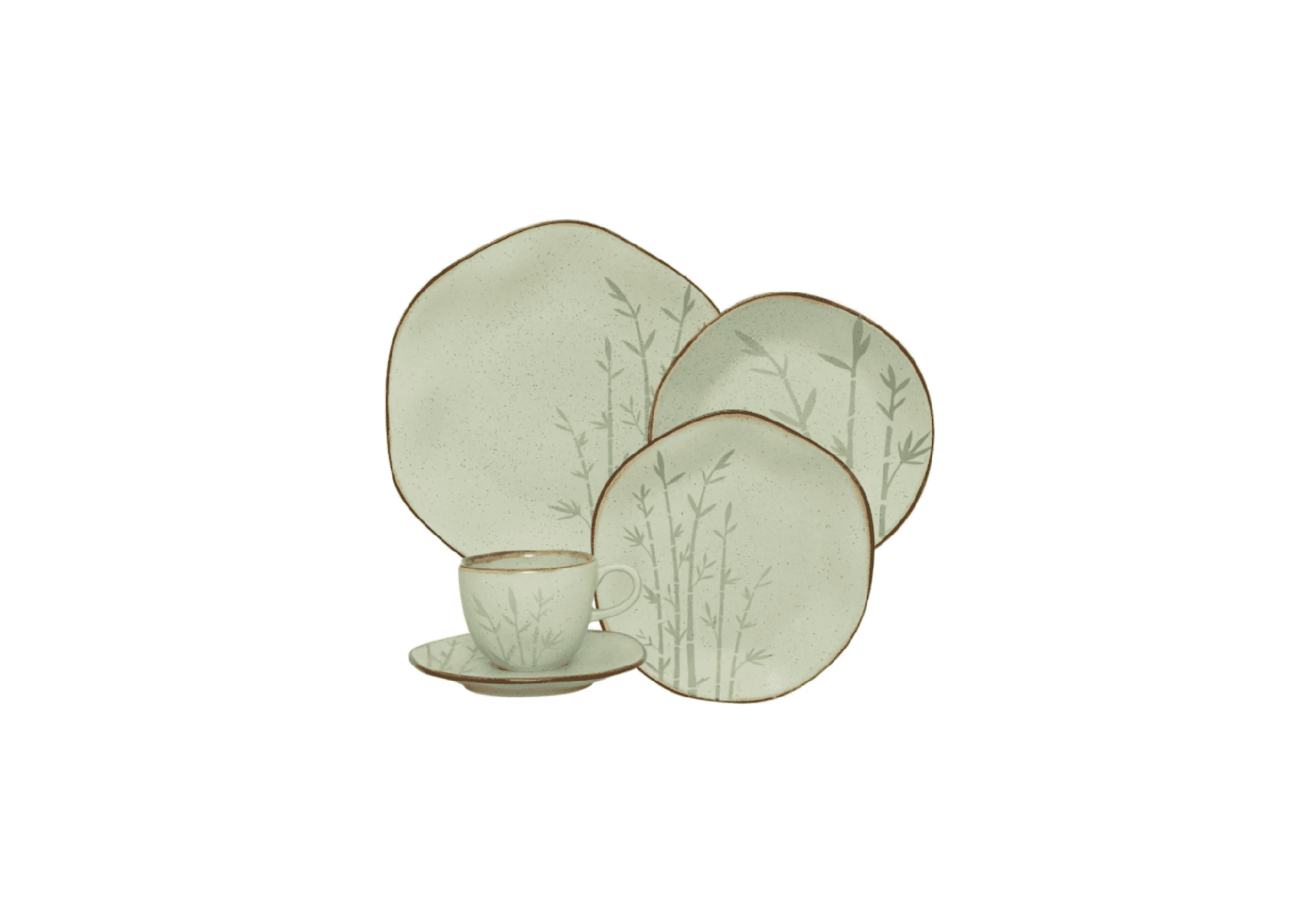 Jogo de Jantar 20 Peças Ryo Chá Bambu Porcelana Oxford