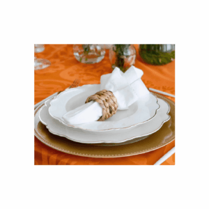 Kit com 6 Pratos Rasos Porcelana Wolff Maldivas Fio Dourado 28cm