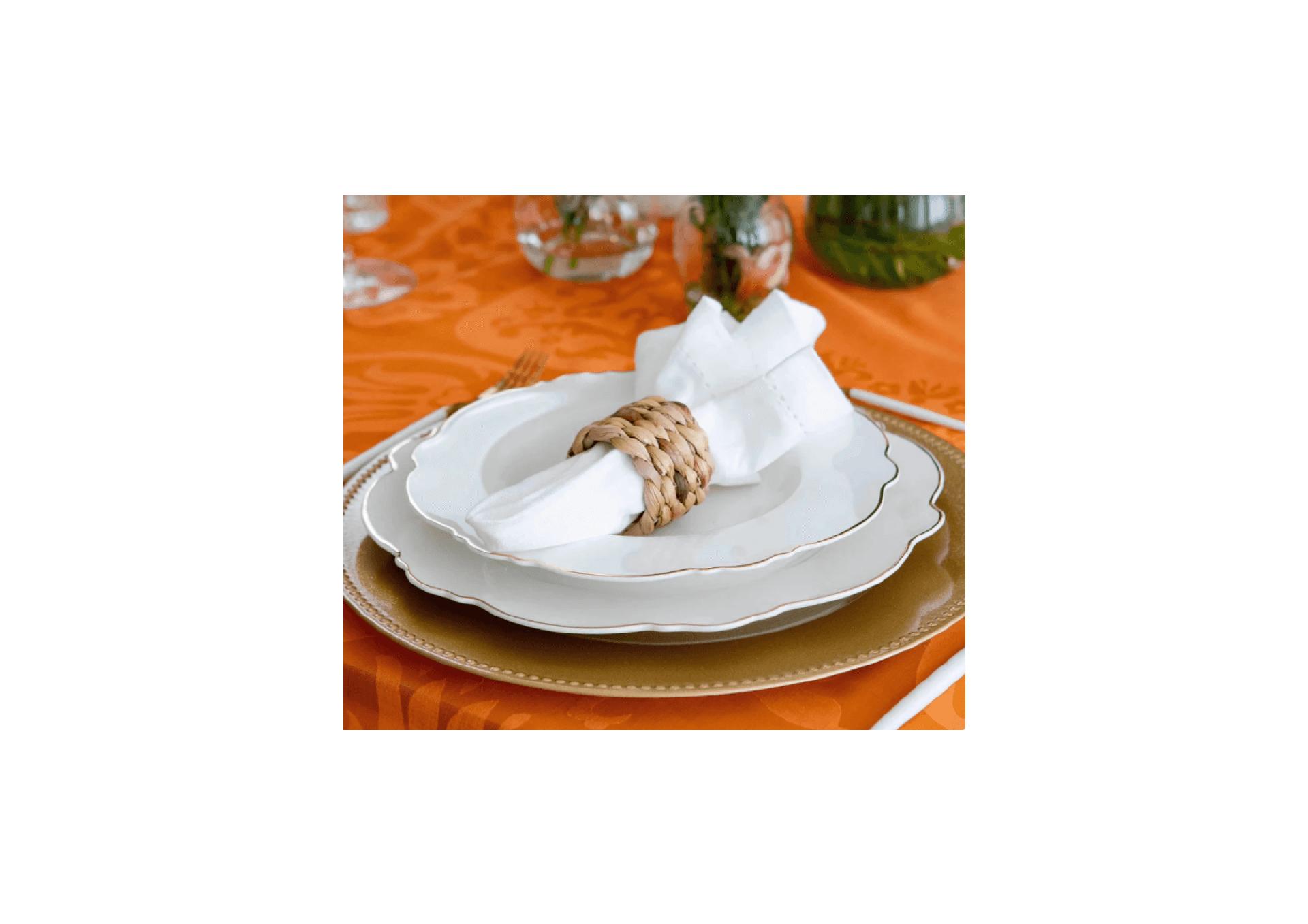 Kit com 6 Pratos Rasos Porcelana Wolff Maldivas Fio Dourado 28cm